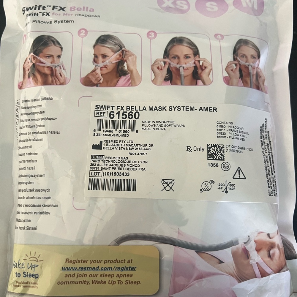 OPENED UNUSED ResMed Swift FX Bella Mask System - Pink